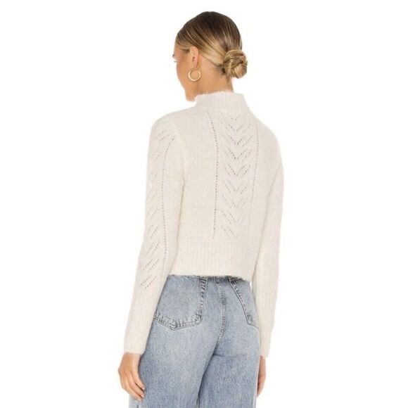 Line And Dot Carli Pinhole Mock Neck Sweater Size Ivory Cream Alpaca Blend Small - Picture 2 of 12
